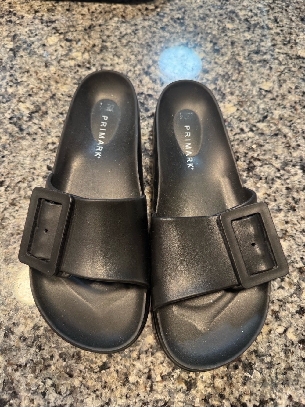 Primark Black Slide Sandals with Buckle Detail